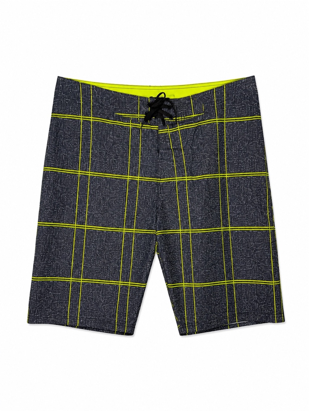 Old Navy Men’s XL Gray Neon Green Plaid Board Shorts Swim Trunks
